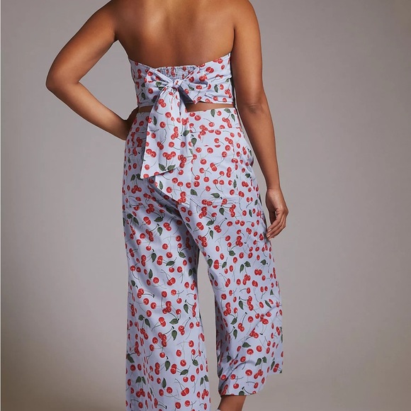 Maeve Anthropologie Cherry Print Cotton 2 Piece Crop Top Set NWT Size 6 - Picture 10 of 12